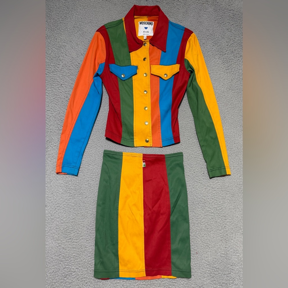 Rare Vintage Moschino late 80’s early 90’s jacket & skirt set size 8 Made Italy